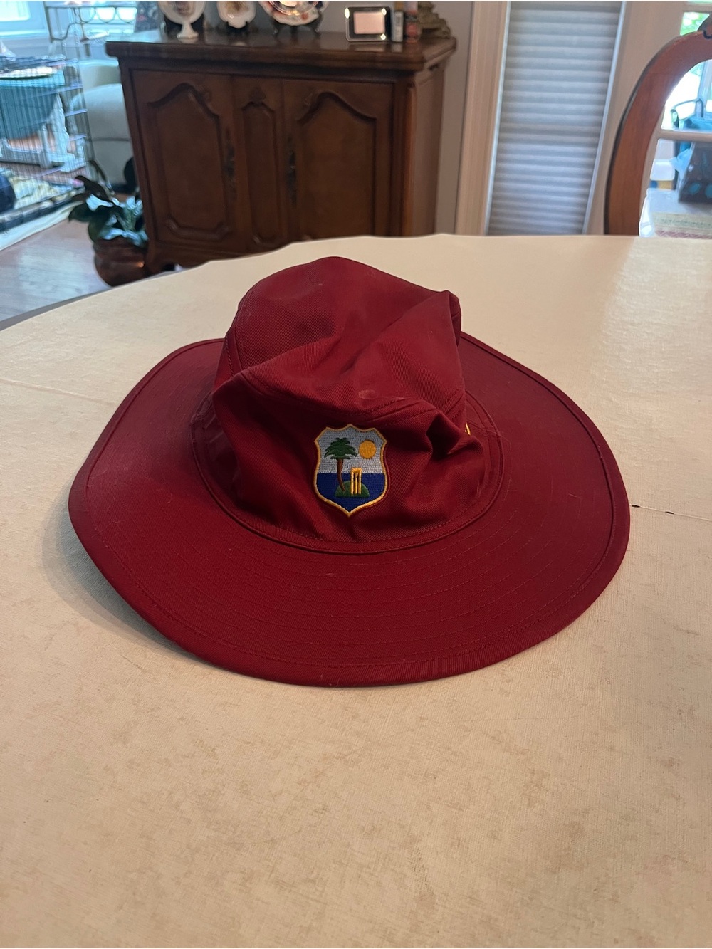 Vintage Admiral West Indies Cricket Maroon Wide-Brim Outdoor Hat. GUC!
